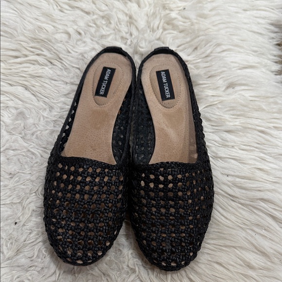 Adam Tucker | Black  Leather Perforated
Mules Shoes Women’s Size 9 - Picture 1 of 10